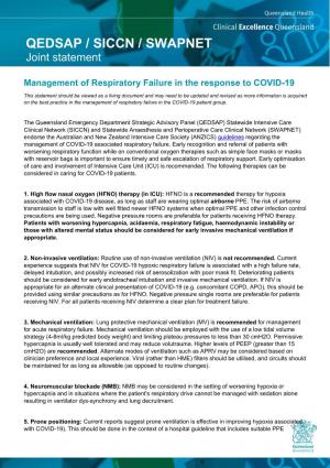 Management of Respiratory Failure in the Response to COVID-19
