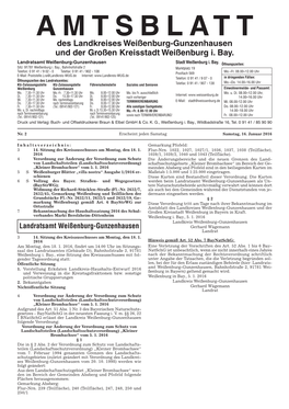 AMTSBLATT Des Landkreises Weißenburg-Gunzenhausen Und Der Großen Kreisstadt Weißenburg I