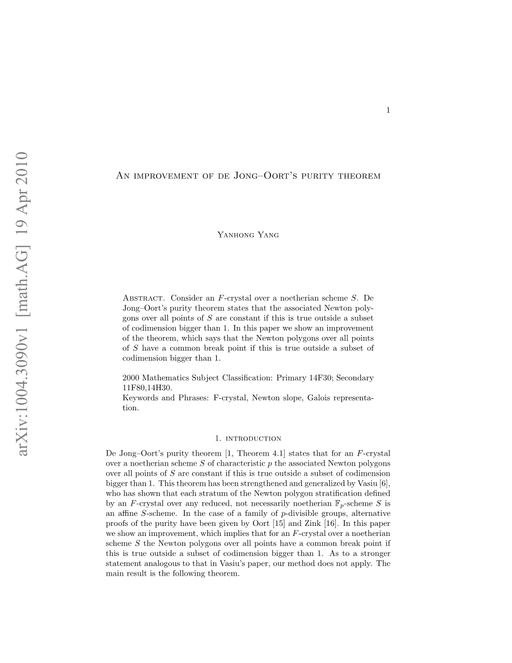 An Improvement of De Jong-Oort's Purity Theorem