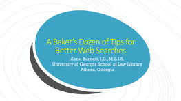 A Baker's Dozen of Tips for Be Er Web Searches