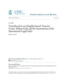 Terrorist Crime, Taliban Guilt, and the Aysmmetries of the International Legal Order Mark A