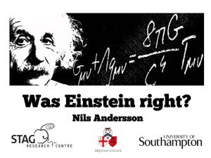 Was Einstein Right? Nils Andersson 1905 Special Relativity