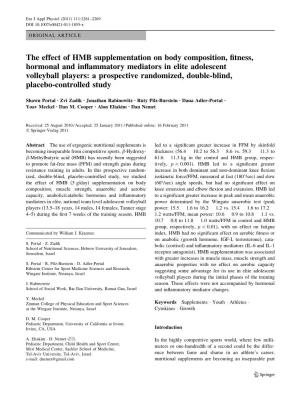 The Effect of HMB Supplementation on Body Composition, Fitness