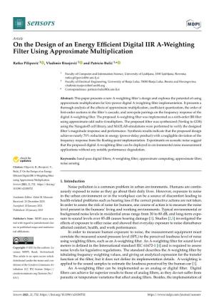 On the Design of an Energy Efficient Digital IIR A-Weighting Filter Using Approximate Multiplication