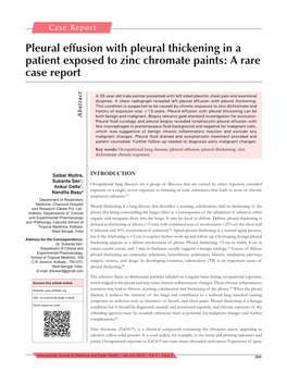 Pleural Effusion with Pleural Thickening in a Patient Exposed to Zinc Chromate Paints: a Rare Case Report