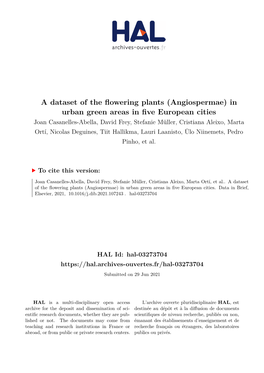 A Dataset of the Flowering Plants (Angiospermae) in Urban Green