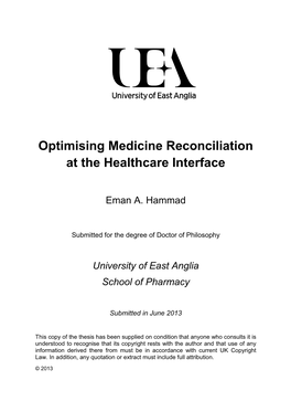 Optimising Medicine Reconciliation at the Healthcare Interface Final Version