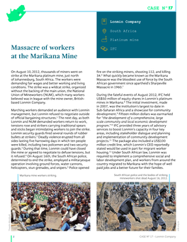 Massacre of Workers at the Marikana Mine