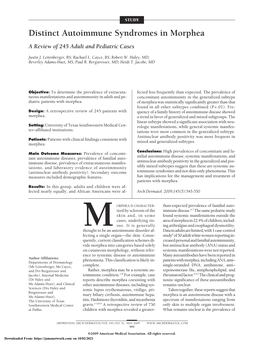 Distinct Autoimmune Syndromes in Morphea a Review of 245 Adult and Pediatric Cases