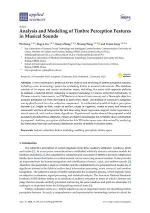 Analysis and Modeling of Timbre Perception Features in Musical Sounds