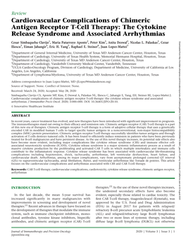 The Cytokine Release Syndrome and Associated Arrhythmias