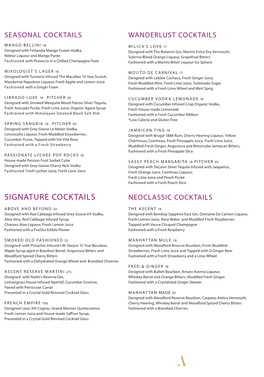 Signature Cocktails Neoclassic Cocktails