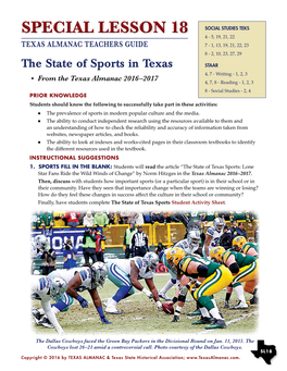 Texas Sports: Lone Star Fans Ride the Wild Winds of Change” by Norm Hitzges in the Texas Almanac 2016–2017