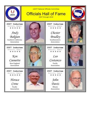 Officials Hall of Fame 2007 Through 2018
