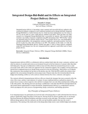 Integrated Design-Bid-Build and Its Effects on Integrated Project Delivery Drivers