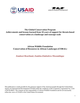 The Global Conservation Program Achievements and Lessons Learned from 10 Years of Support for Threats-Based Conservation at a Landscape and Seascape Scale