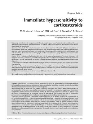 Immediate Hypersensitivity to Corticosteroids