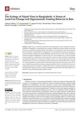The Ecology of Nipah Virus in Bangladesh: a Nexus of Land-Use Change and Opportunistic Feeding Behavior in Bats