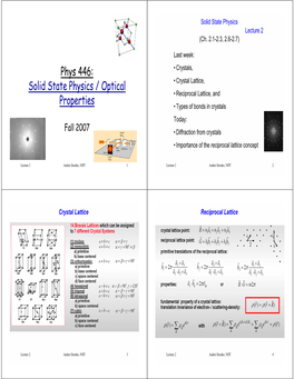 Phys 446: Solid State Physics / Optical Properties