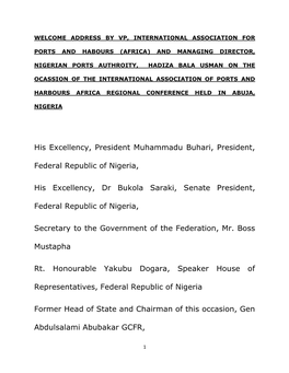 His Excellency, President Muhammadu Buhari, President