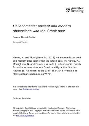 Hellenomania: Ancient and Modern Obsessions with the Greek Past