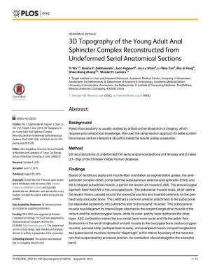 3D Topography of the Young Adult Anal Sphincter Complex Reconstructed from Undeformed Serial Anatomical Sections