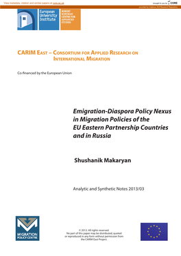 Emigration-Diaspora Policy Nexus in Migration Policies of the EU Eastern Partnership Countries and in Russia