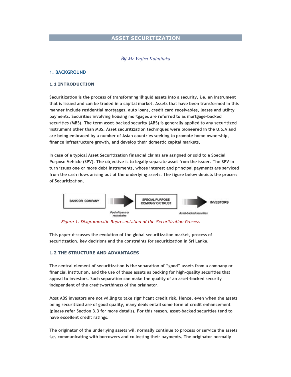 ASSET SECURITIZATION by Mr Vajira Kulatilaka