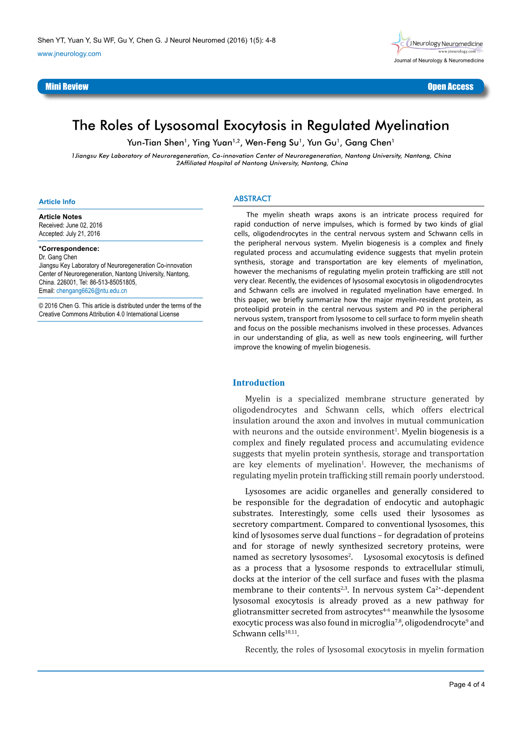 The Roles of Lysosomal Exocytosis in Regulated Myelination