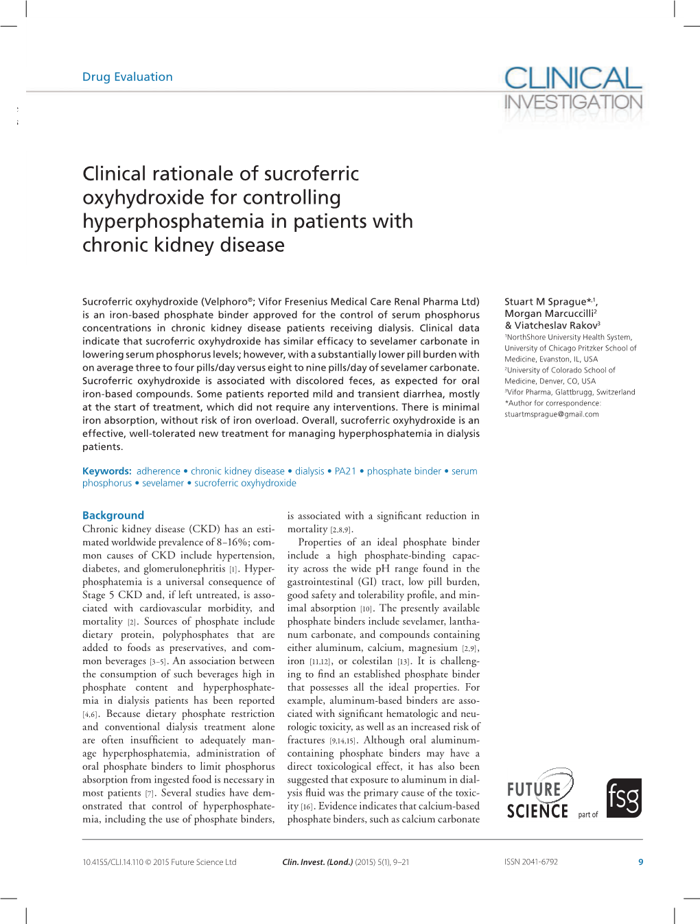 Clinical Rationale of Sucroferric Oxyhydroxide for Controlling