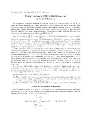 Scalar Ordinary Differential Equations