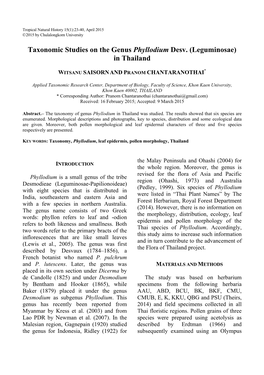 Taxonomic Studies on the Genus Phyllodium Desv. (Leguminosae) in Thailand