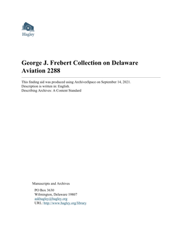 George J. Frebert Collection on Delaware Aviation 2288