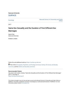 Same-Sex Sexuality and the Duration of First Different-Sex Marriages