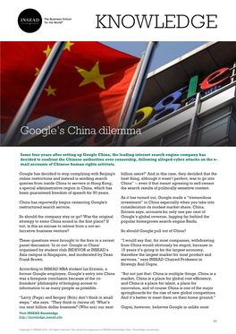 Google's China Dilemma