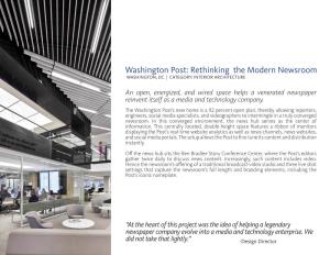 Washington Post: Rethinking the Modern Newsroom WASHINGTON, DC | CATEGORY: INTERIOR ARCHITECTURE