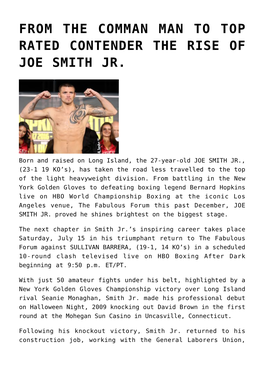 From the Comman Man to Top Rated Contender the Rise of Joe Smith Jr