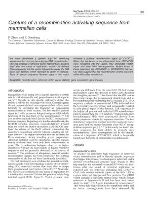 Capture of a Recombination Activating Sequence from Mammalian Cells
