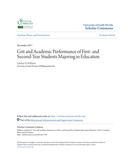 Grit and Academic Performance of First- and Second-Year Students Majoring in Education Lindsey N