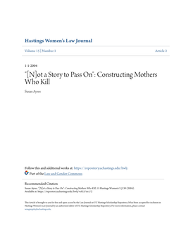 Constructing Mothers Who Kill Susan Ayres