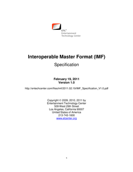 IMF) Specification