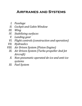 Airframes and Systems