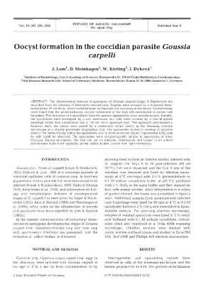 Oocyst Formation in the Coccidian Parasite Goussia Carpelli