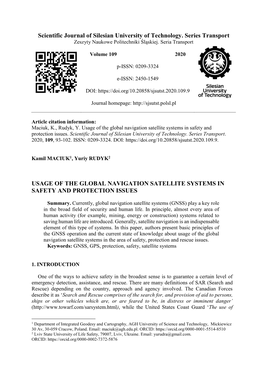 Usage of the Global Navigation Satellite Systems in Safety and Protection Issues
