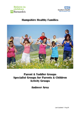 Hampshire Healthy Families Parent & Toddler Groups Specialist Groups