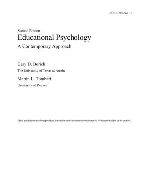 Educational Psychology a Contemporary Approach