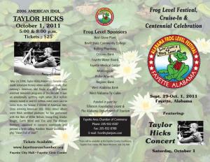 Taylor Hicks Concert (205-932-4519) Or Online at 7:00 P.M