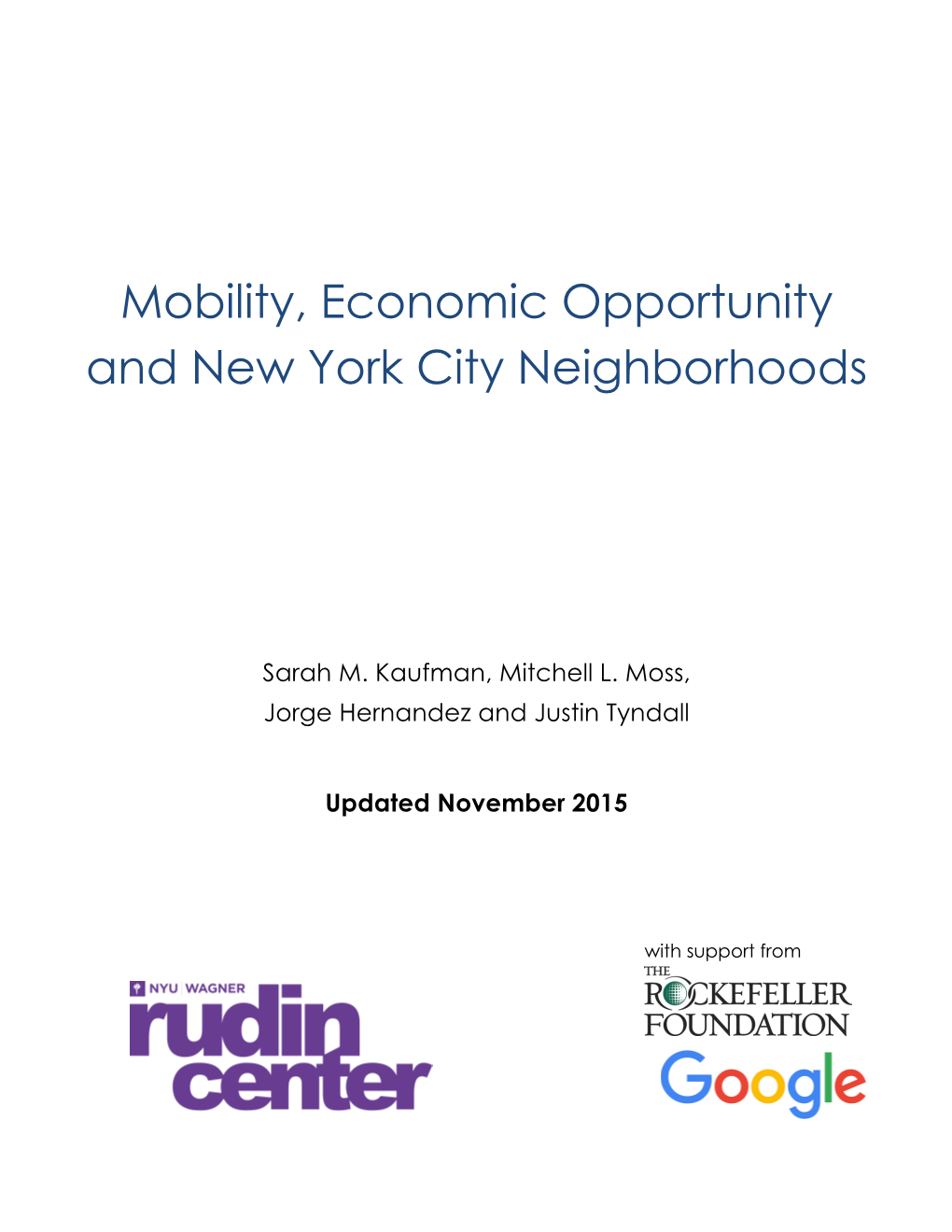 Mobility, Economic Opportunity and New York City Neighborhoods