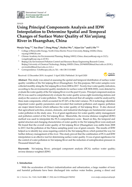 Using Principal Components Analysis and IDW Interpolation to Determine Spatial and Temporal Changes of Surface Water Quality of Xin’Anjiang River in Huangshan, China