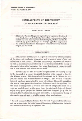 Some Aspects of the Theory of Stochastic Integrals I